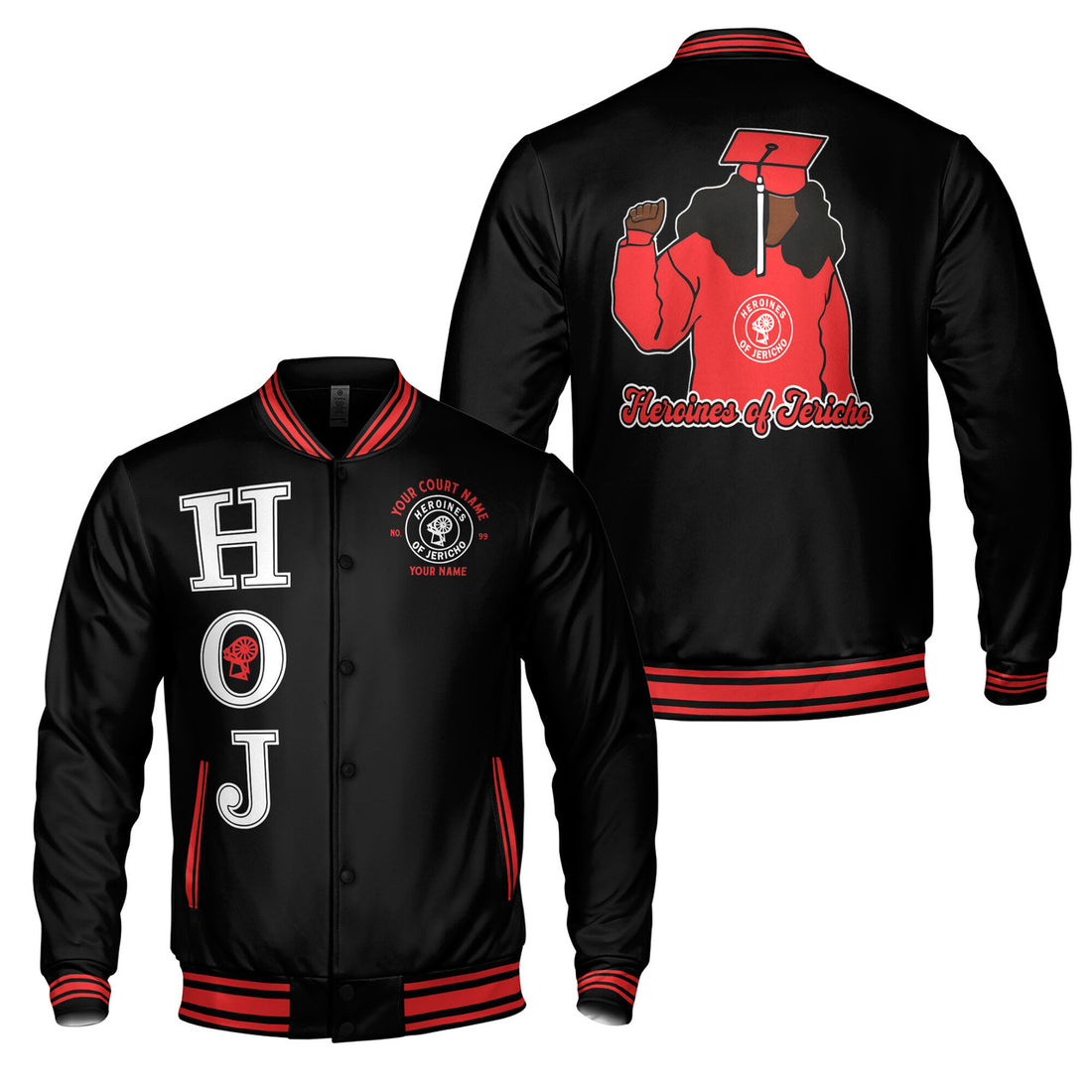 Custom Name Heroines of Jericho with HOJ Lady Varsity Jacket S-5XL - FUKAMASONIC