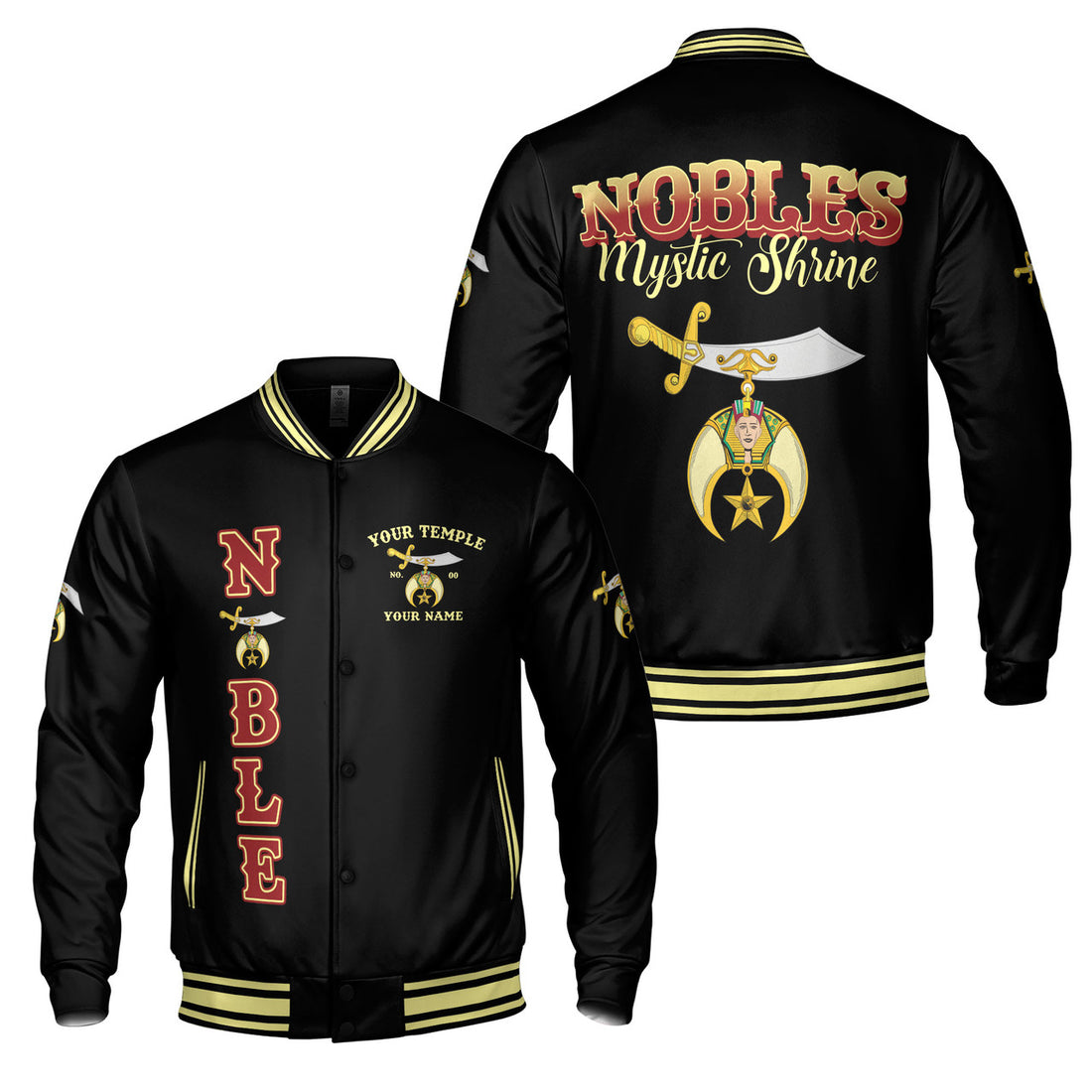 Personalized Mystic Shriner Noble Shriners Masonic Varsity Jacket S-5XL - FUKAMASONIC