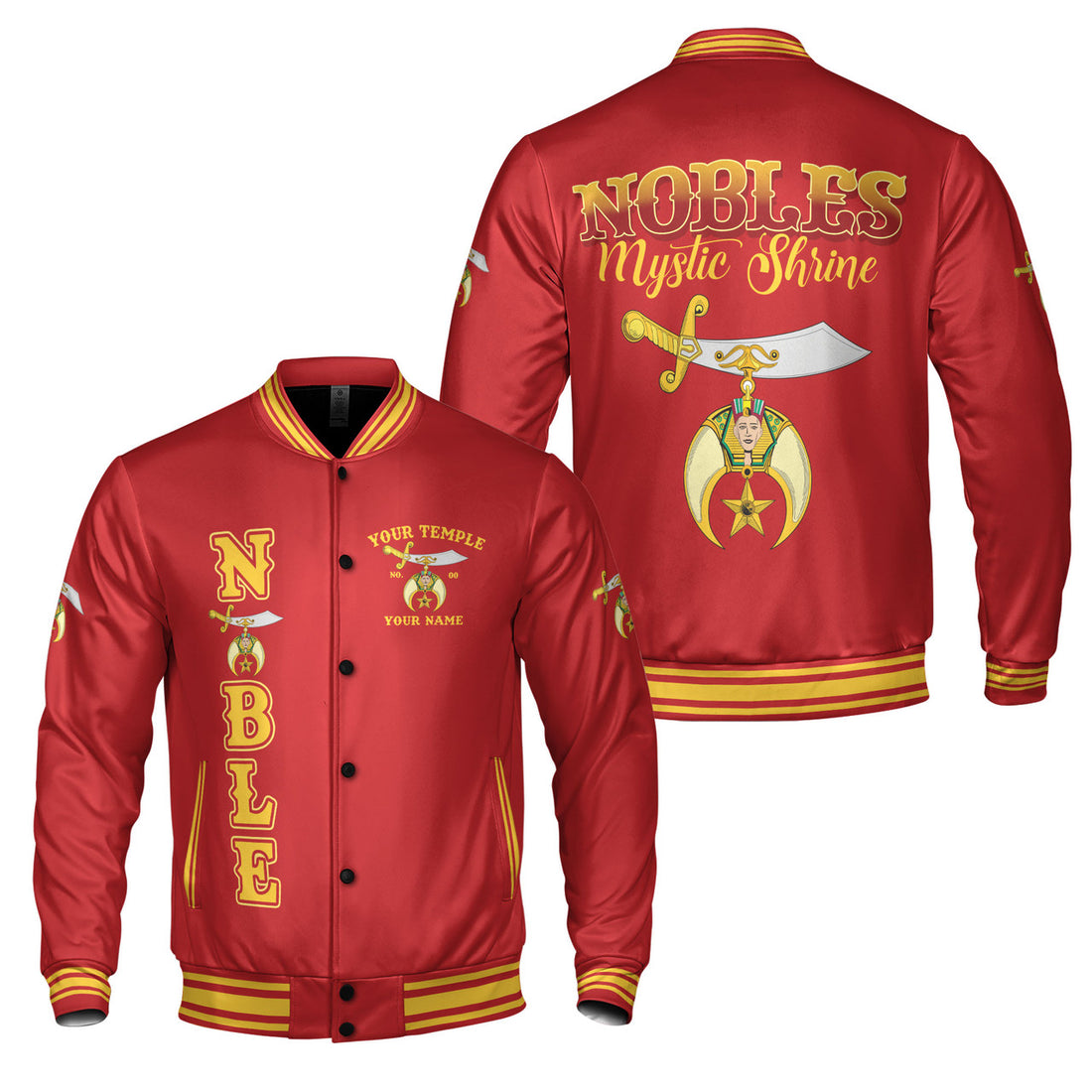Personalized Mystic Shriner Noble Shriners Masonic Varsity Jacket S-5XL - FUKAMASONIC