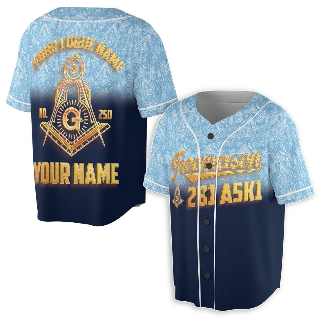 Customized Freemason 2B1 ASK1 Custom Baseball Jersey S-5XL