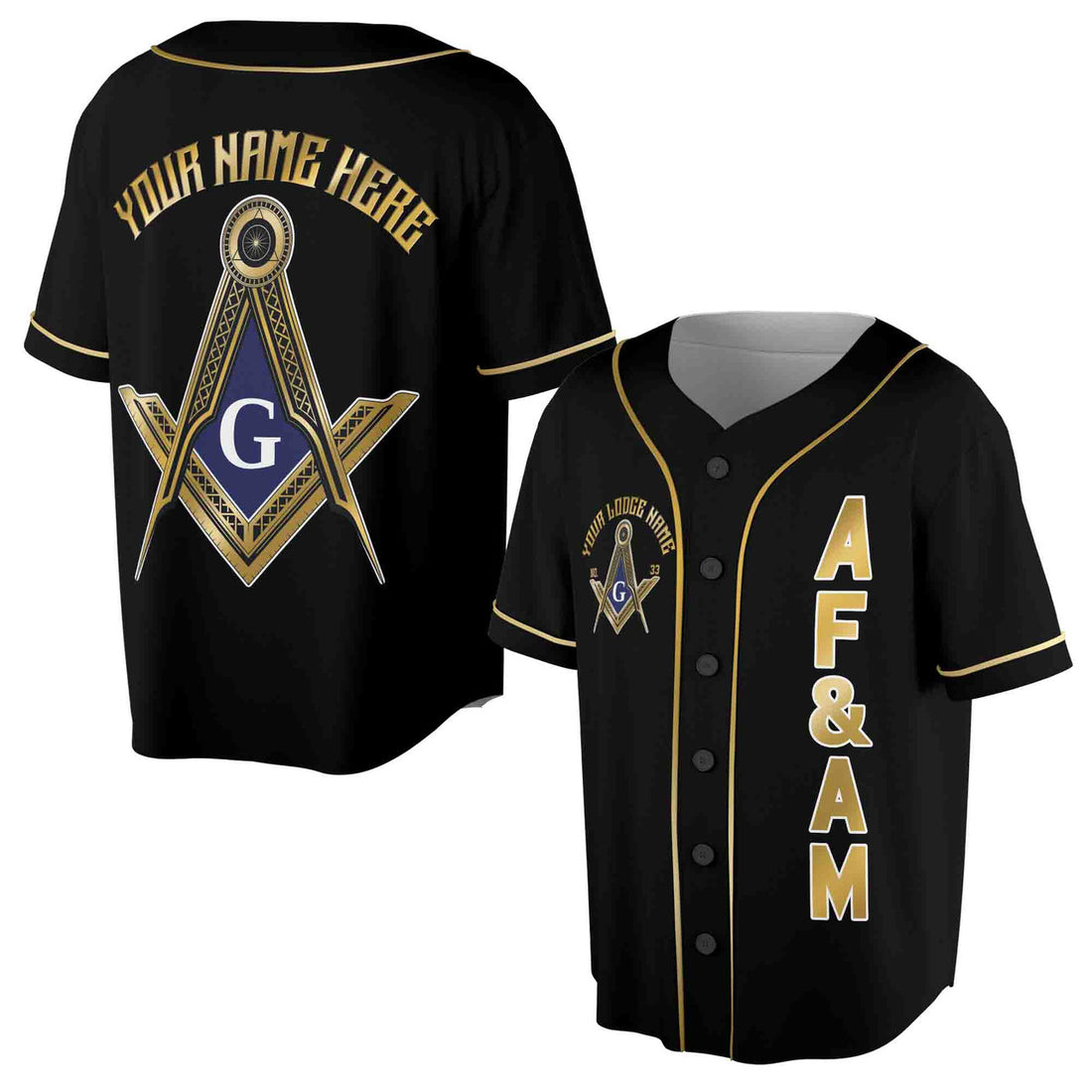 Custom Name Logde Name AF&AM Masonic Freemasonry3D Baseball Jersey Size S-5XL