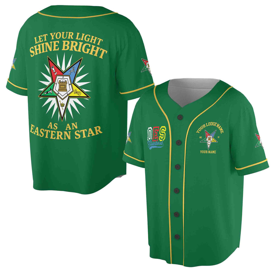 Custom Name Chapter Name OES Let Your Light Shine Bright Baseball Jersey S-5XL