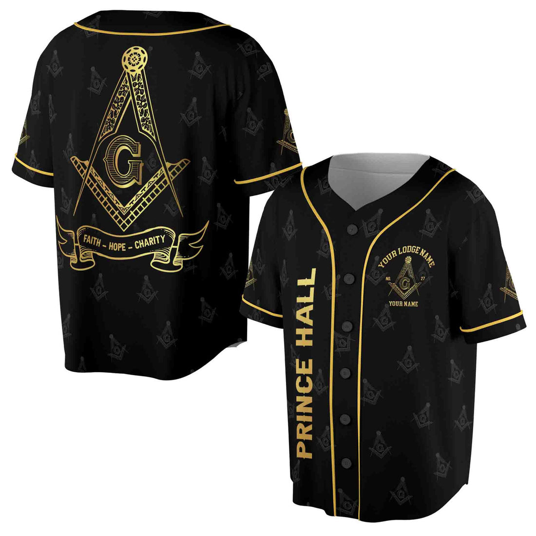 Customize Name Lodge Name Prince Hall PHA Freemasonry Masonic Baseball Jersey S-5XL