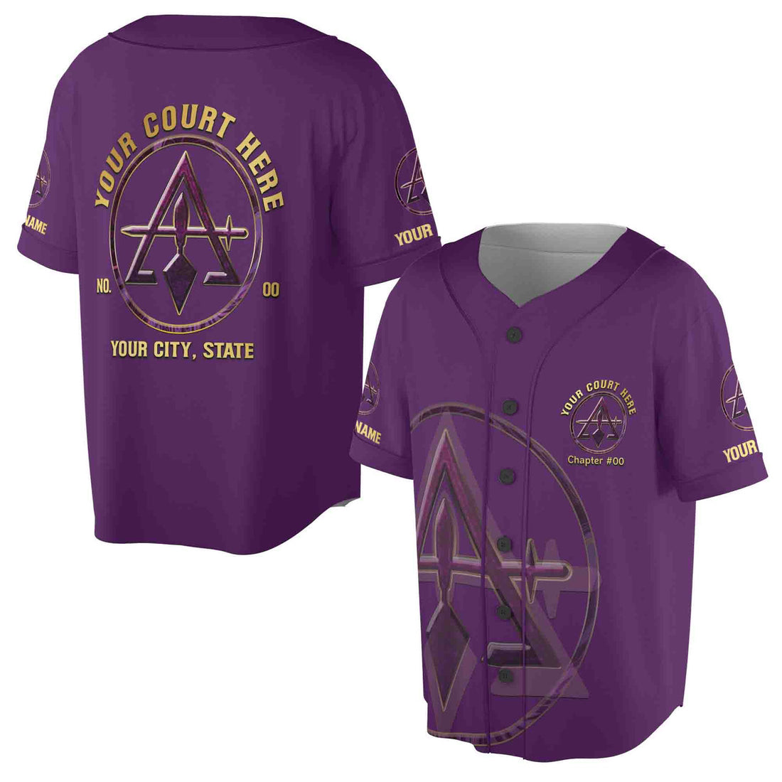 Custom Name Court Royal & Select Master York Rite Purple Unisex Baseball Jersey S-5XL