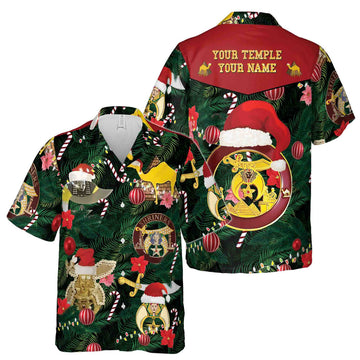 Custom Name Shriners Nobles Merry Christmas Hawaiian Shirt S-5XL - FUKAMASONIC