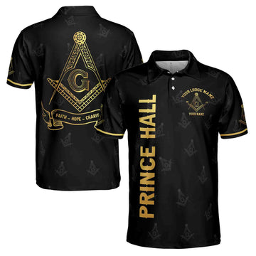 Customize Name Lodge Name Prince Hall PHA Freemasonry Masonic Men's Polo Shirt S-5XL - FUKAMASONIC