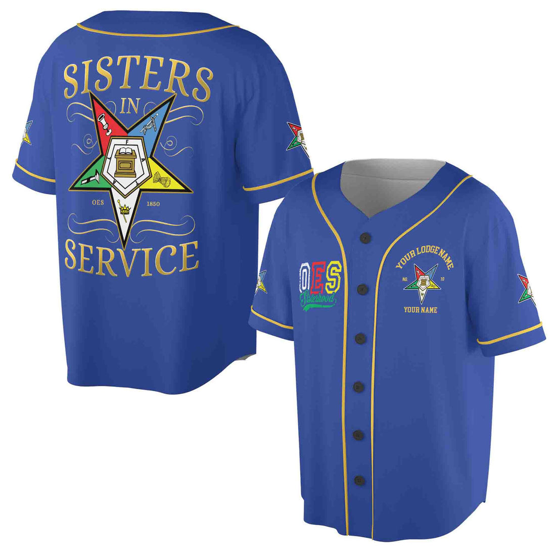 Custom Name Chapter Name OES Sisters In Service Unisex Baseball Jersey S-5XL