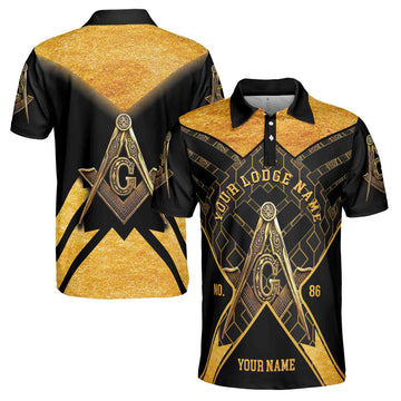 Custom Name and Lodge Freemasonry Masonic 3D Polo Shirt Size S-5XL