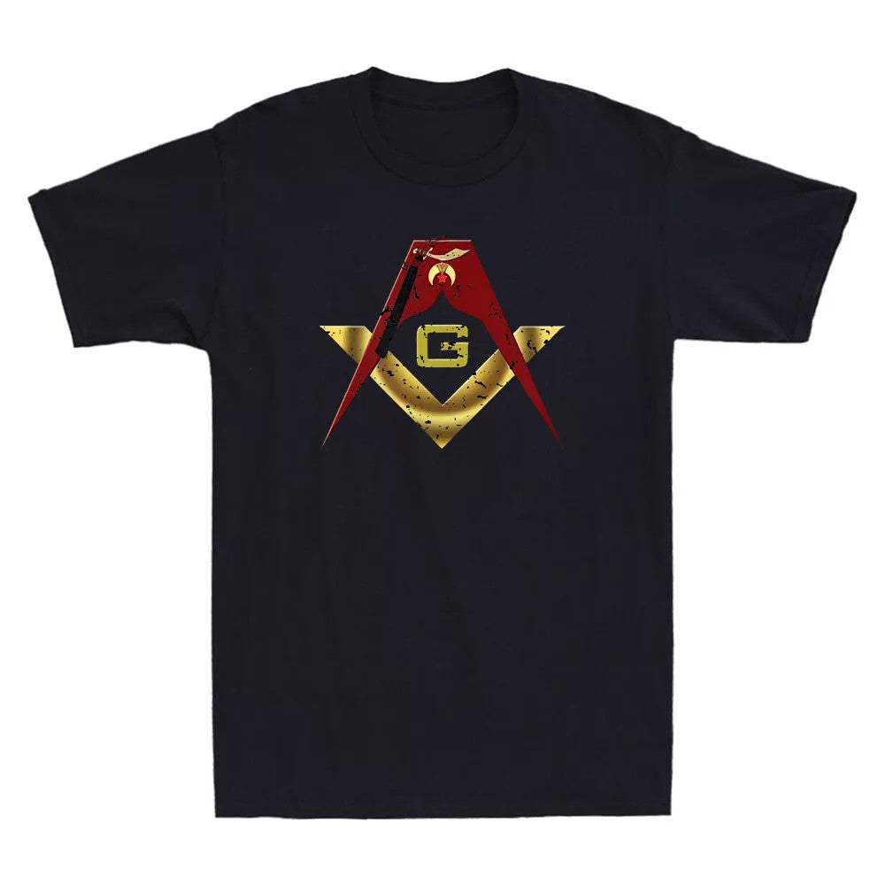 Masonic Shriner Funny Graphic Logo Vintage Men's Short Sleeve T-Shirt Cotton Tee