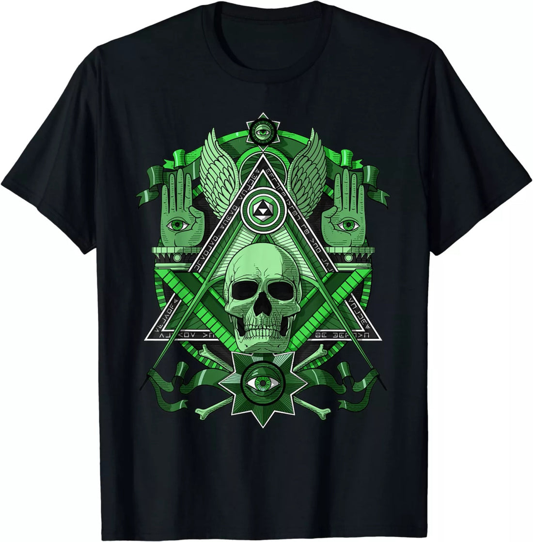 Masonic Skull Illuminati Eye Freemason Esoteric Conspiracy T-Shirt Size S-5XL