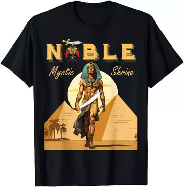Noble Mystic Shriner Pharaoh King Muscular Pyramids Masonic T-Shirt