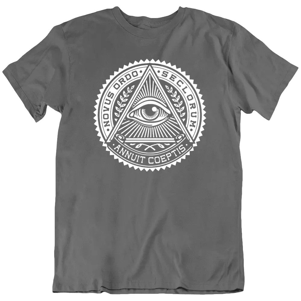 Freemason Symbol Illuminati Eye Pyramid Novus Ordo Seclorum T-Shirt Tee Gift New