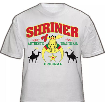 Masonic Shriners T-Shirt White For Freemasons. Traditional Camel Riders