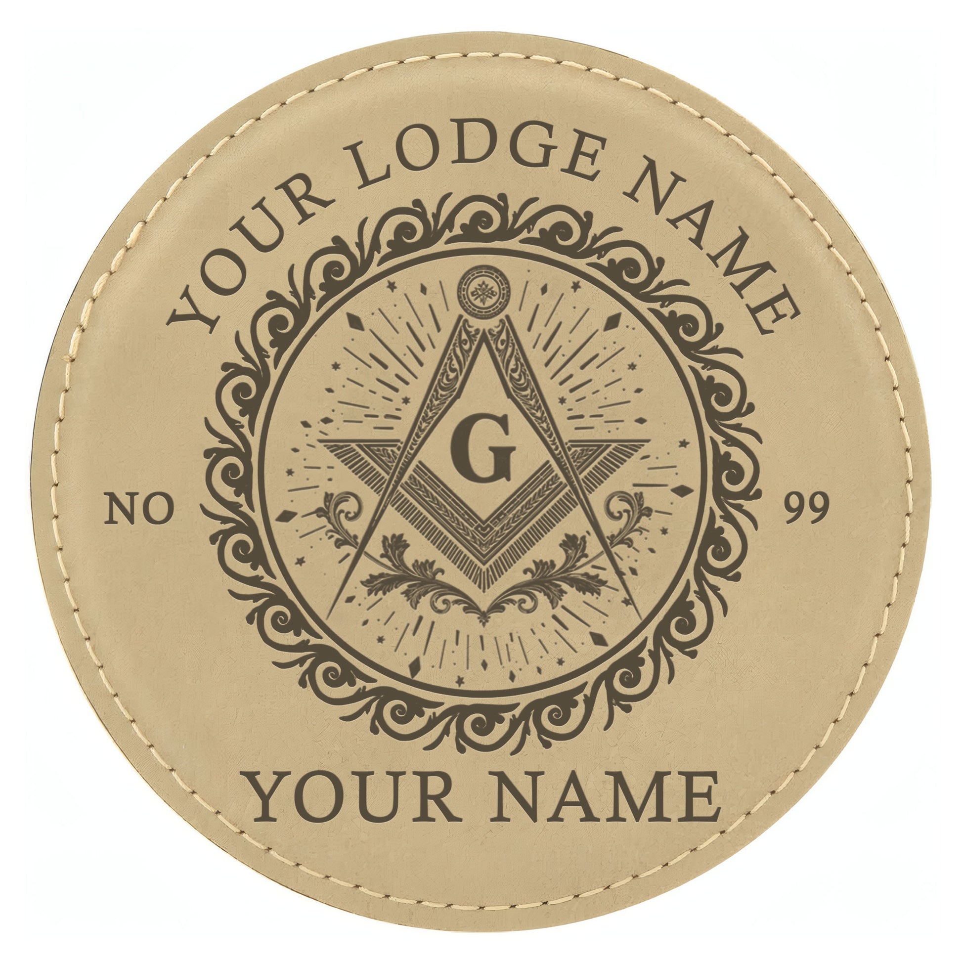 Customized Masonic Vines Stars Pattern Coaster, Freemason Lodge Gift - FUKAMASONIC