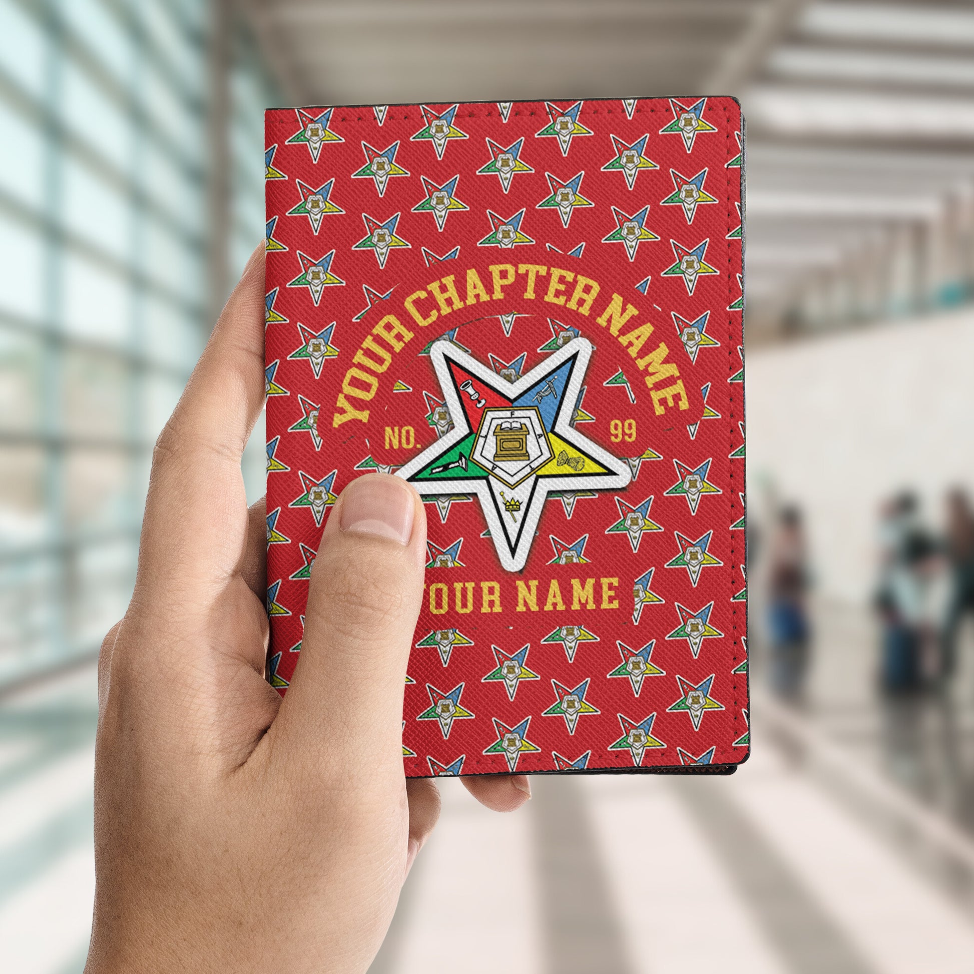 Custom Name OES Order Of The Eastern Star Leather Passport Holder - FUKAMASONIC