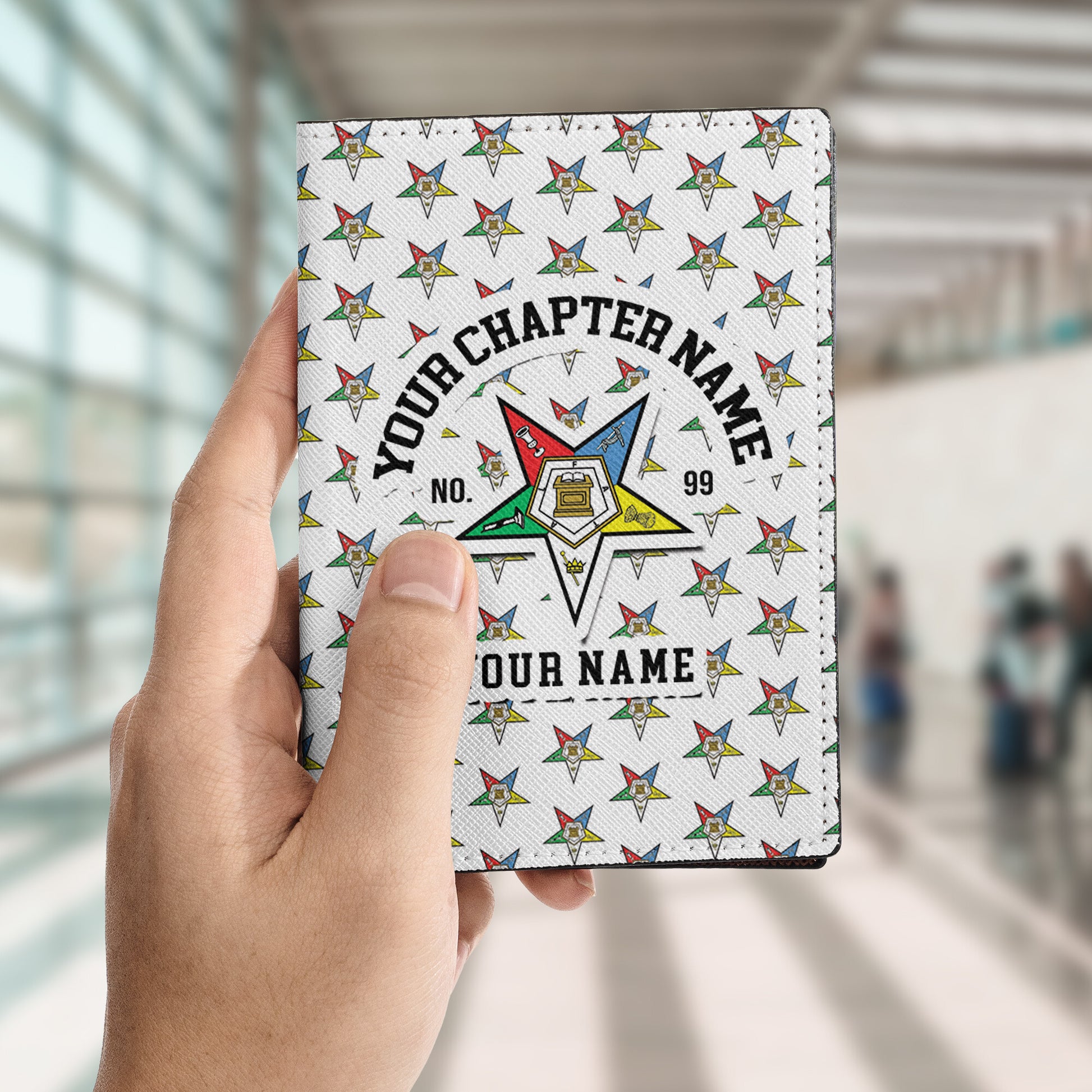 Custom Name OES Order Of The Eastern Star Leather Passport Holder - FUKAMASONIC