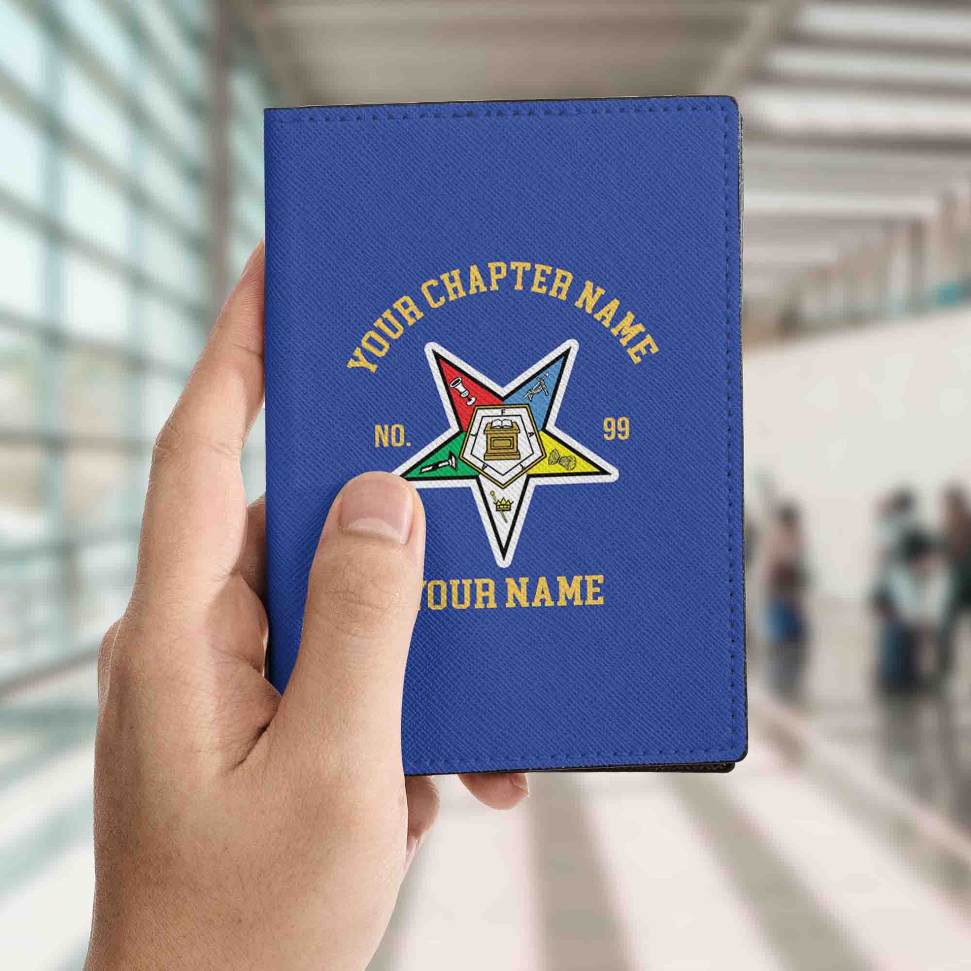 Customize Name OES Order Of The Eastern Star Leather Passport Holder - FUKAMASONIC