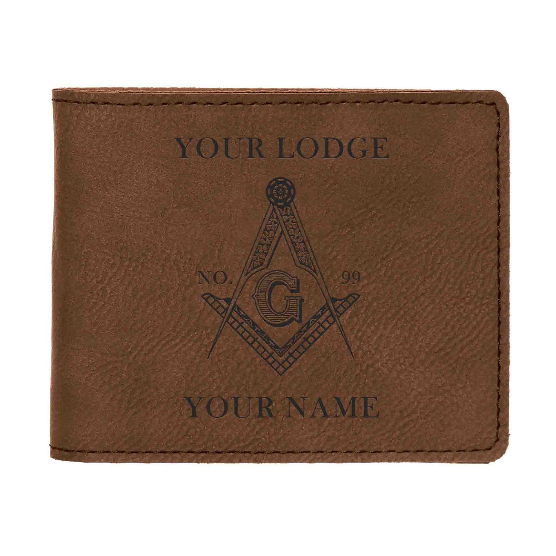 Customized Masonic Master Mason Symbol Leatherette Bifold Wallet - FUKAMASONIC