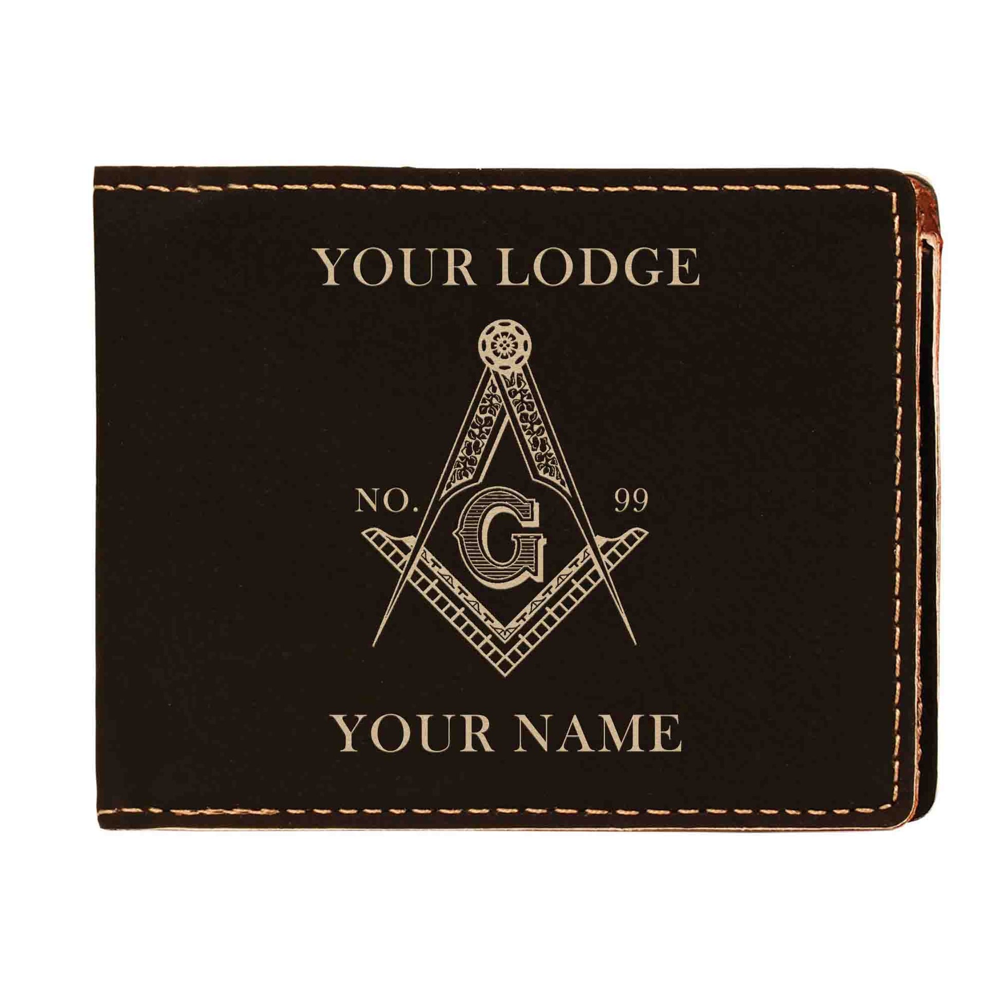 Customized Masonic Master Mason Symbol Leatherette Bifold Wallet - FUKAMASONIC