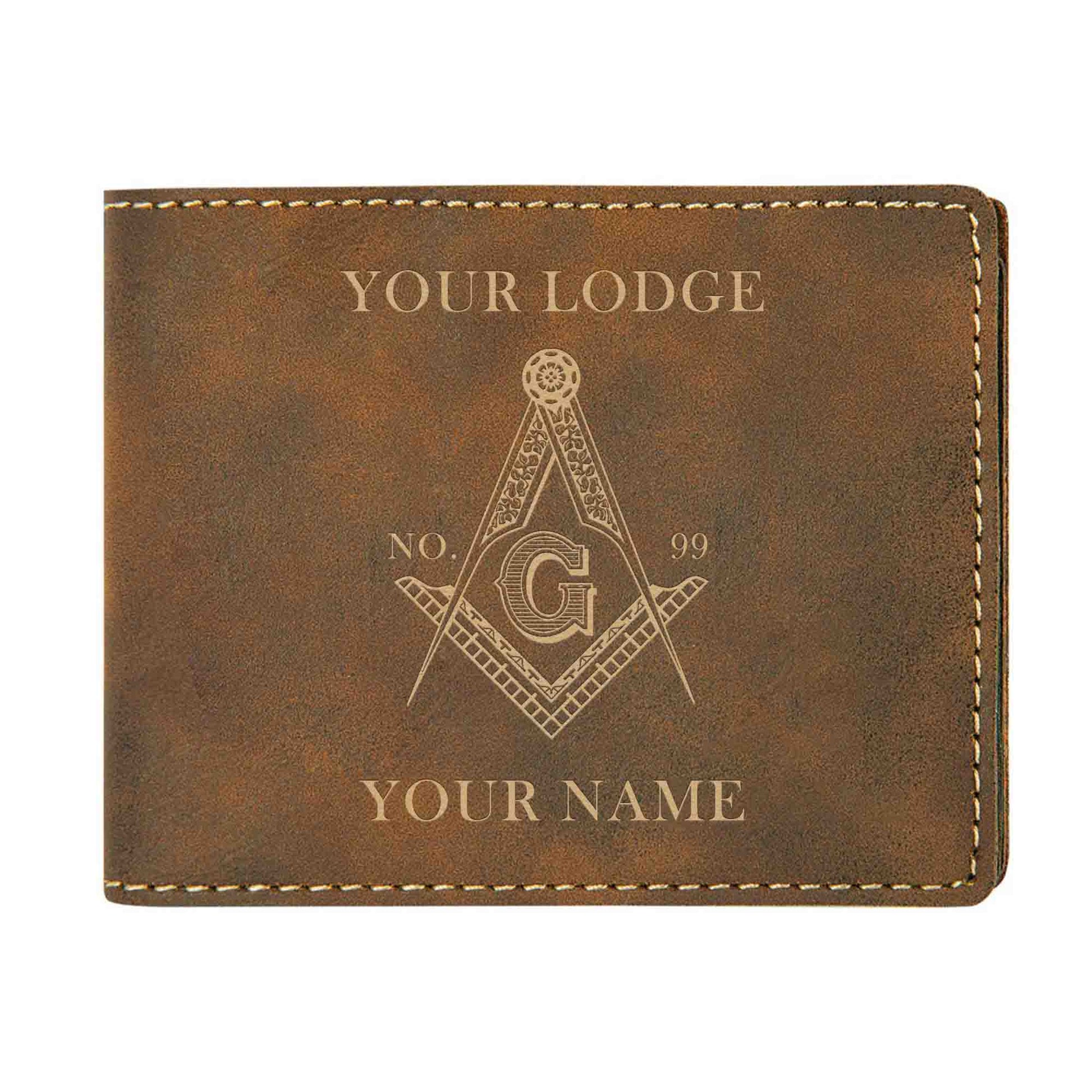 Customized Masonic Master Mason Symbol Leatherette Bifold Wallet - FUKAMASONIC