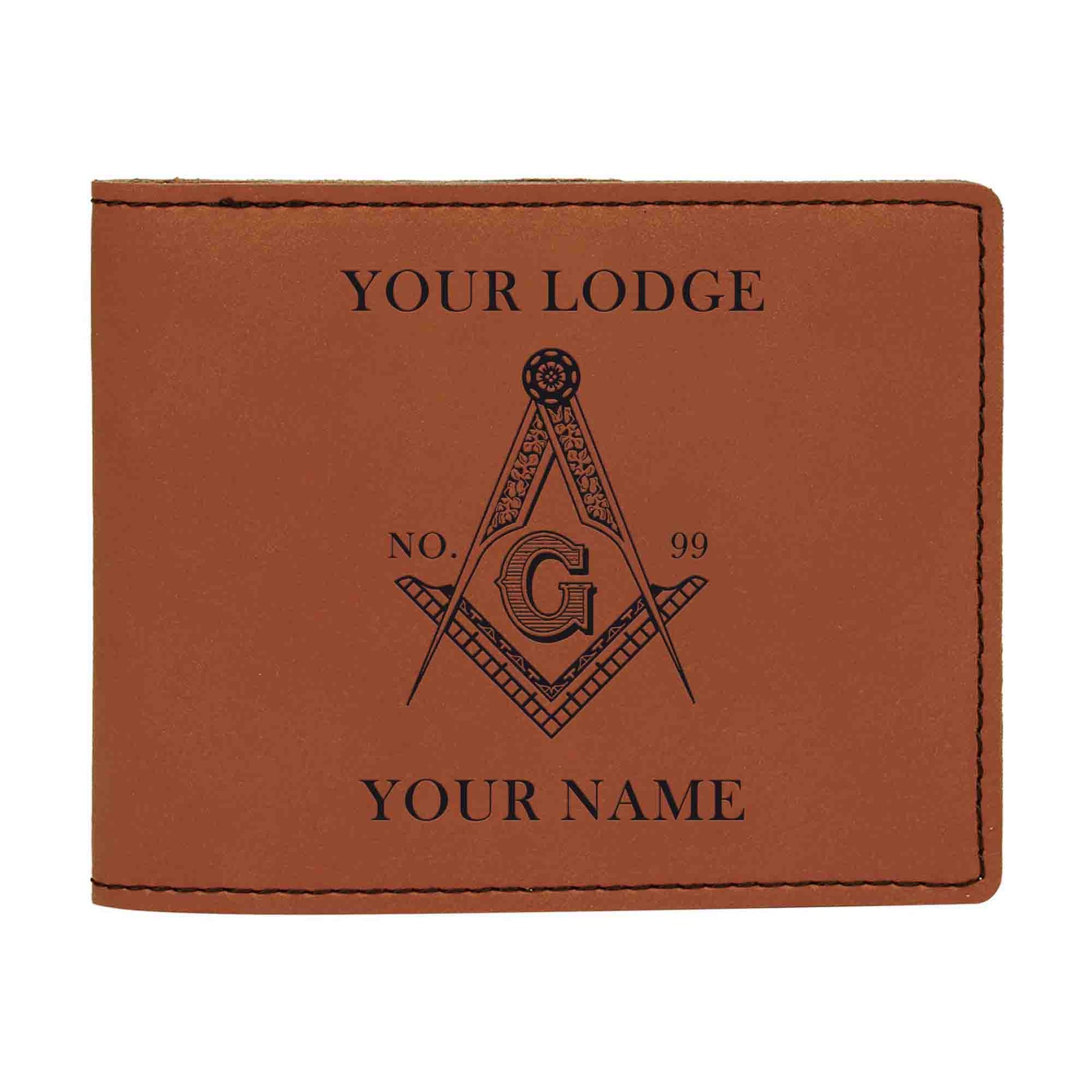 Customized Masonic Master Mason Symbol Leatherette Bifold Wallet - FUKAMASONIC