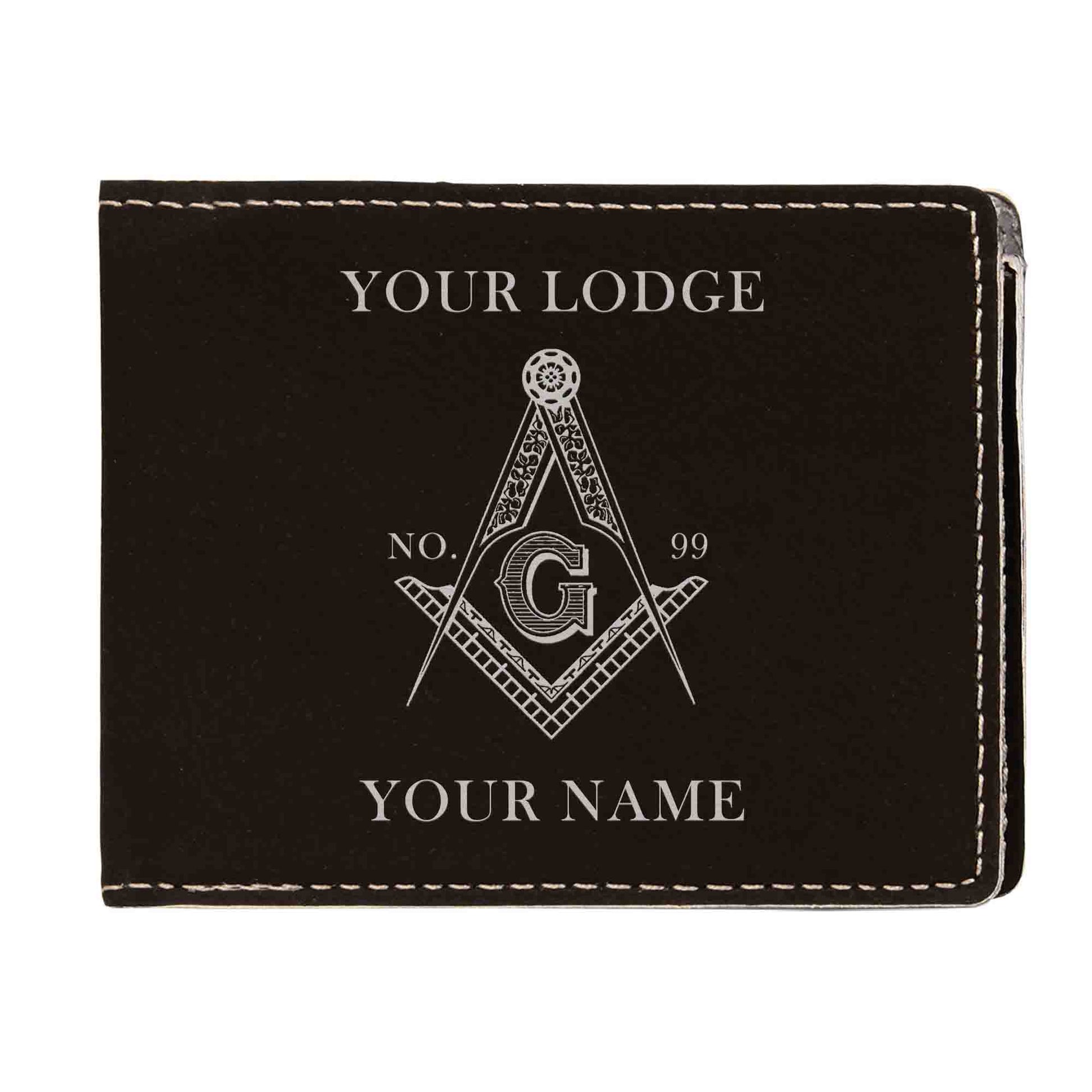 Customized Masonic Master Mason Symbol Leatherette Bifold Wallet - FUKAMASONIC