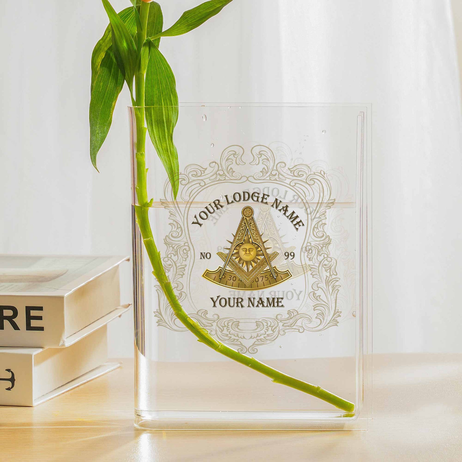 Customized Past Master Freemasonry Masonic Acrylic Book Vase - FUKAMASONIC