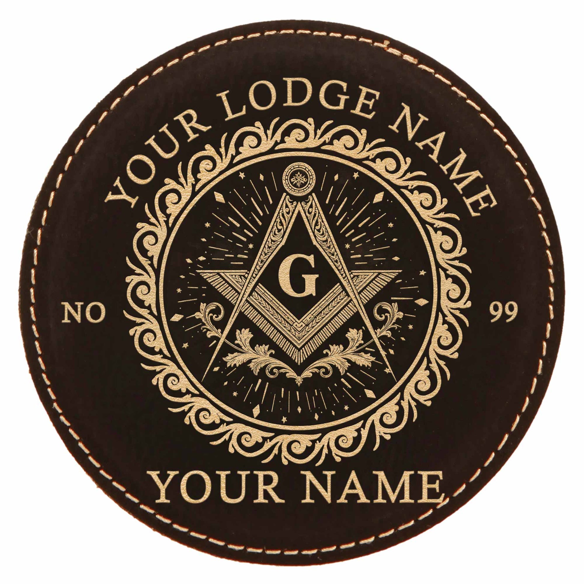 Customized Masonic Vines Stars Pattern Coaster, Freemason Lodge Gift - FUKAMASONIC