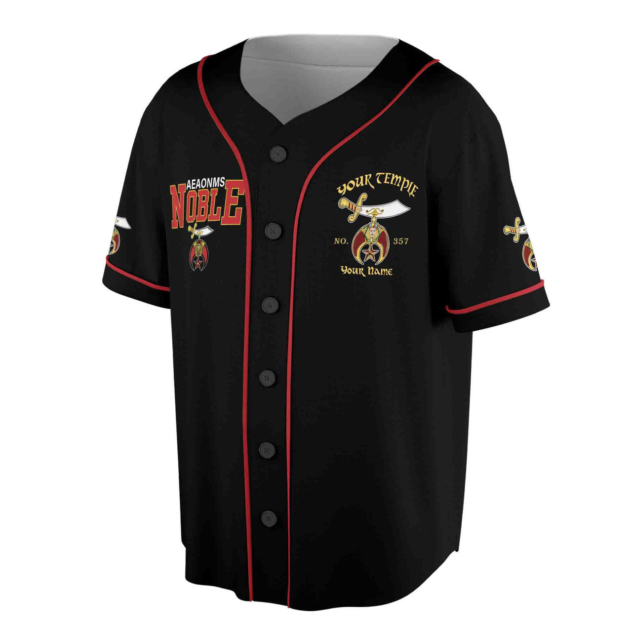 Custom Your Name, Temple Noble Shriners King Of The Desert 3D Baseball Jersey Size S-5XL - FUKAMASONIC
