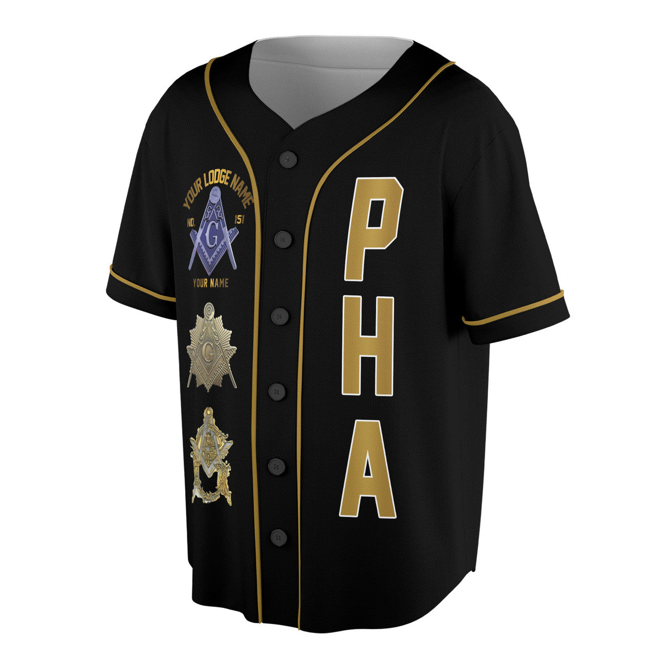 Custom Masonic Lodge, Name, Number PHA Freemason Infinite Wisdom F&AM 3D Baseball Jersey Size S-5XL - FUKAMASONIC