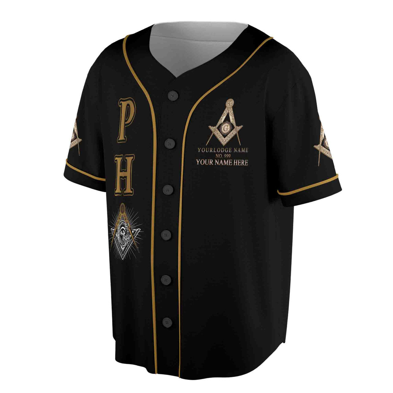 Customize Lodge Name, Name and Number PHA Baseball Shirt 3D Baseball Jersey Size S-5XL - FUKAMASONIC