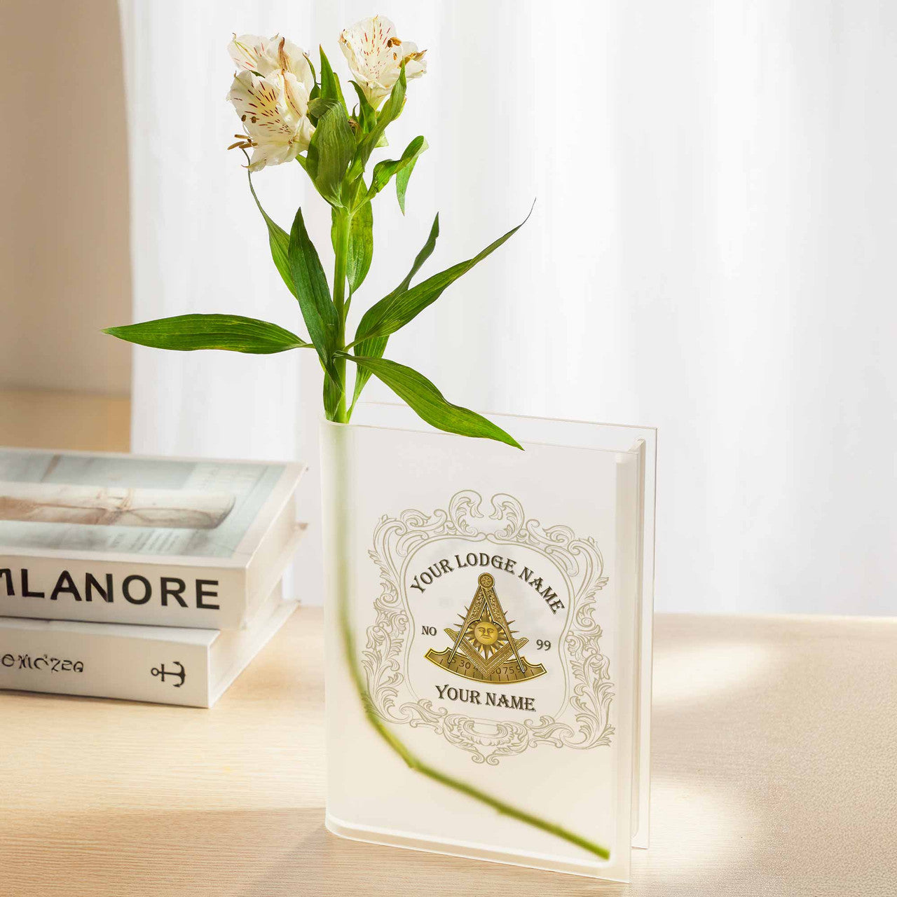 Customized Past Master Freemasonry Masonic Acrylic Book Vase - FUKAMASONIC