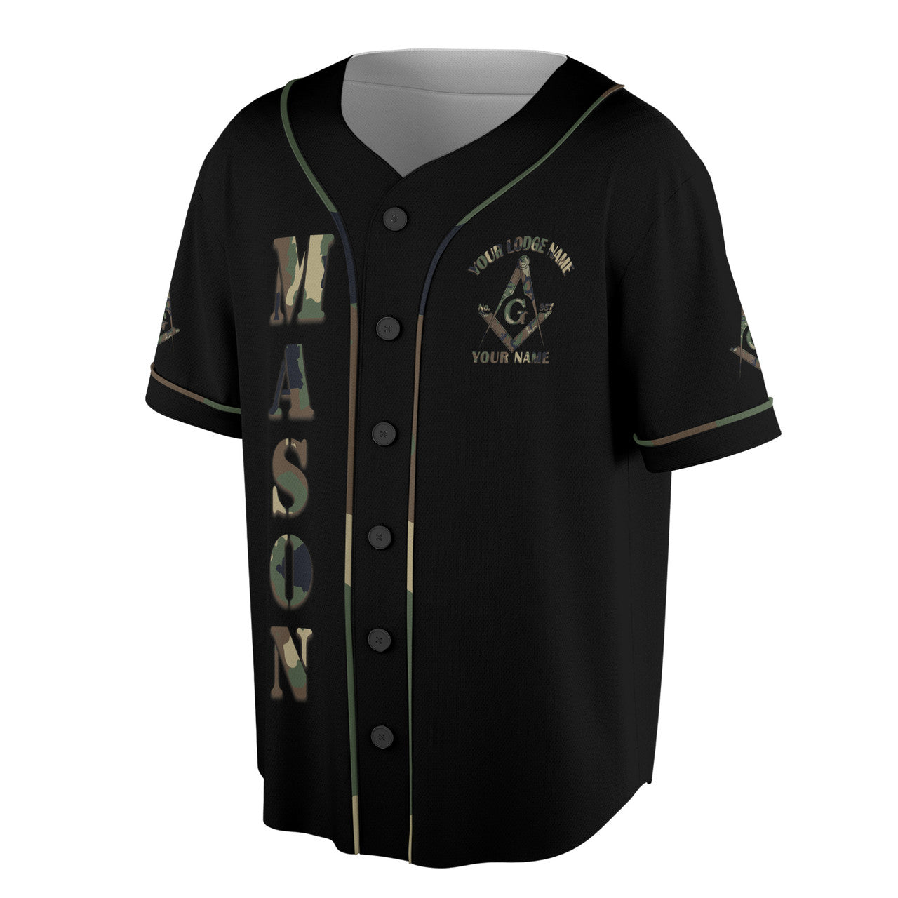 Masonic Camo Square and Compass - Freemason Baseball Jersey S-5XL - FUKAMASONIC