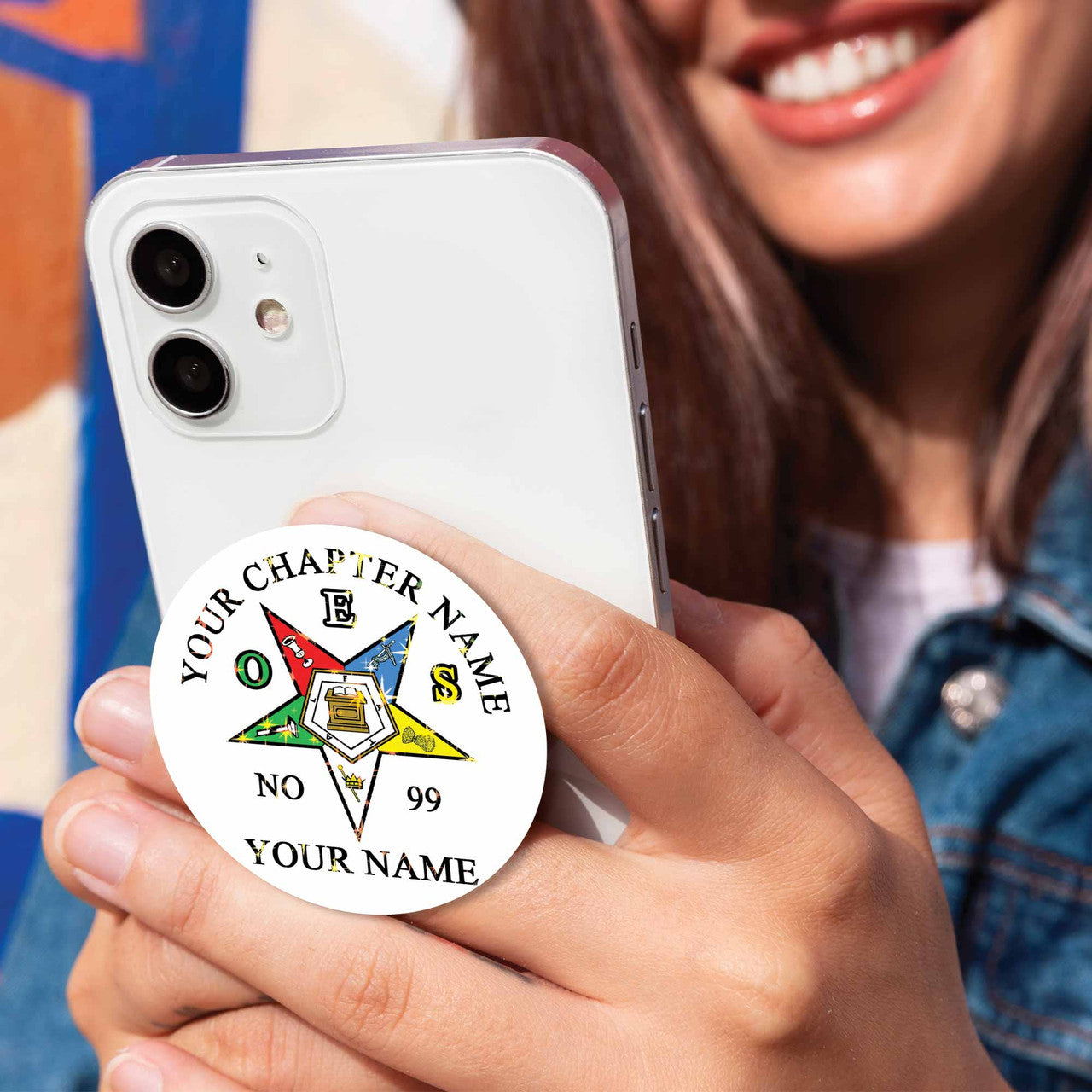 Customized OES Eastern Star Symbol Masonic Hologram PopSocket - FUKAMASONIC
