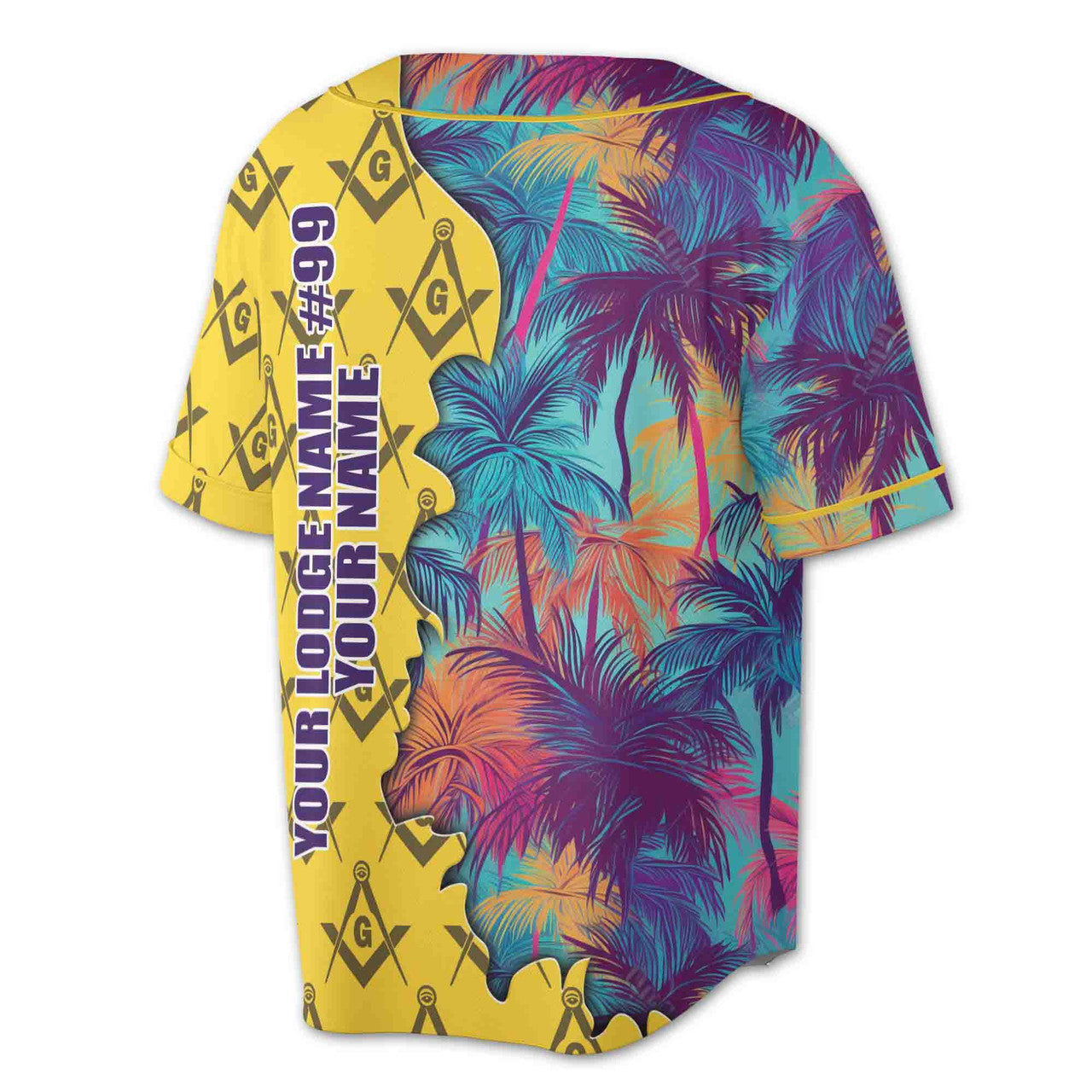 Custom Masonic Freemasonry Hawai Tropical Pattern Baseball Jersey S-5XL - FUKAMASONIC