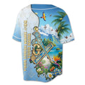 Custom Masonic Freemasonry Blue Tropical Nature Baseball Jersey S-5XL - FUKAMASONIC