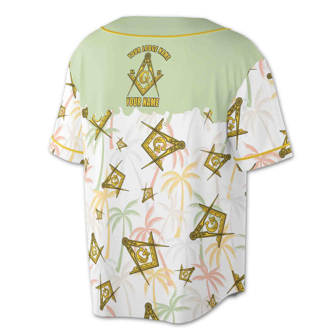 Custom Masonic Master Mason Tropical Summer Pattern Baseball Jersey S-5XL - FUKAMASONIC