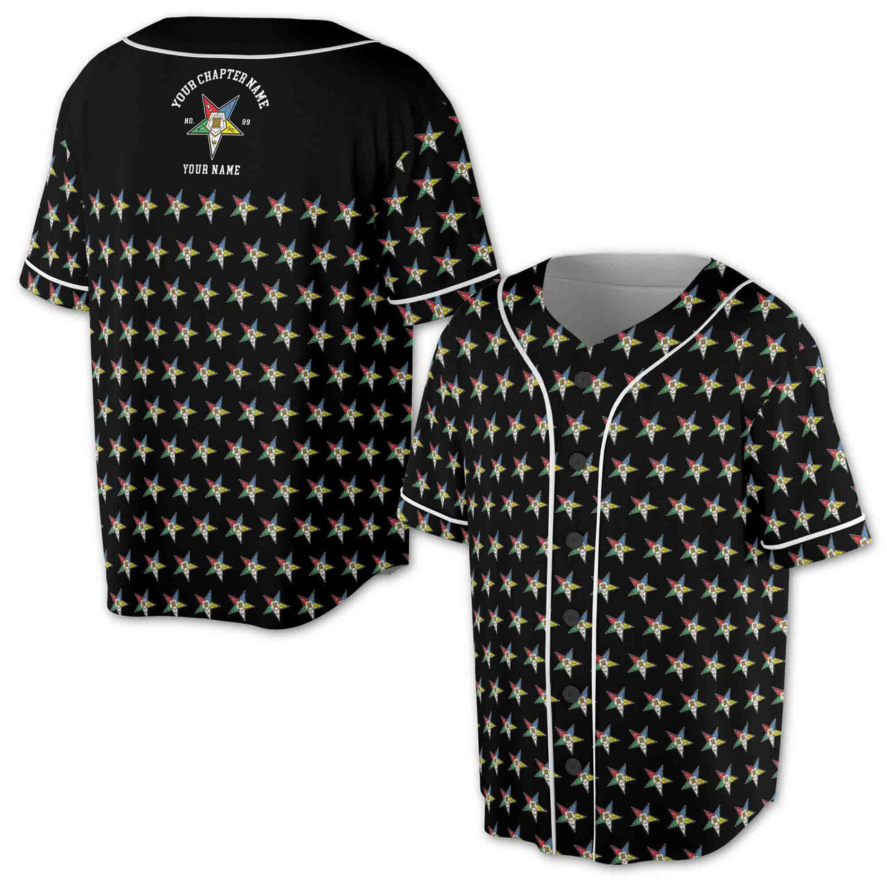 Custom OES Order of The Eastern Star Masonic Multi-color Baseball Jersey S-5Xl - FUKAMASONIC