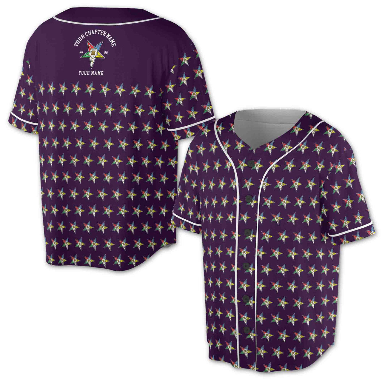 Custom OES Order of The Eastern Star Masonic Multi-color Baseball Jersey S-5Xl - FUKAMASONIC