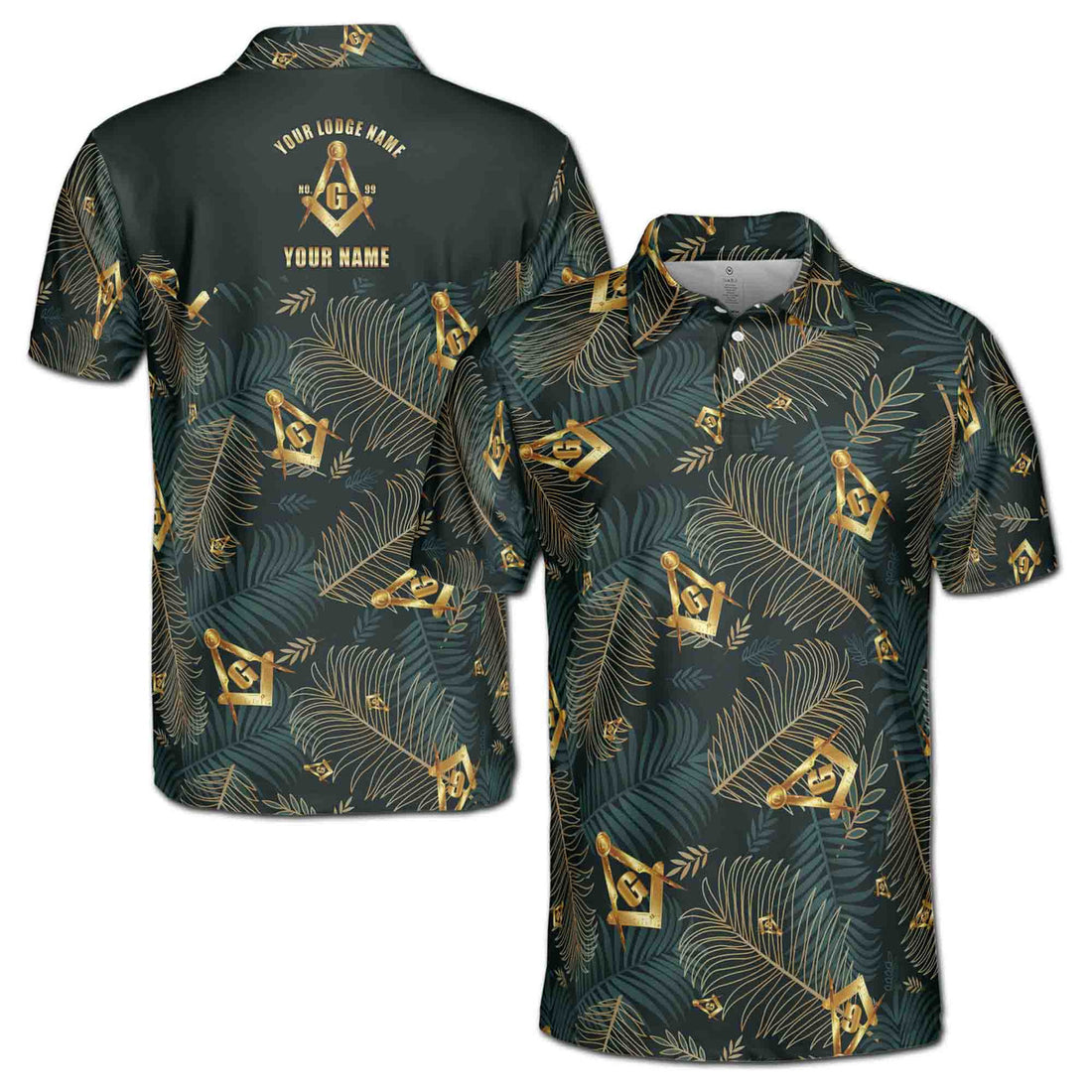 Customize Masonic Master Mason Tropical Palm Leafs Men's Polo Shirt S-5XL - FUKAMASONIC