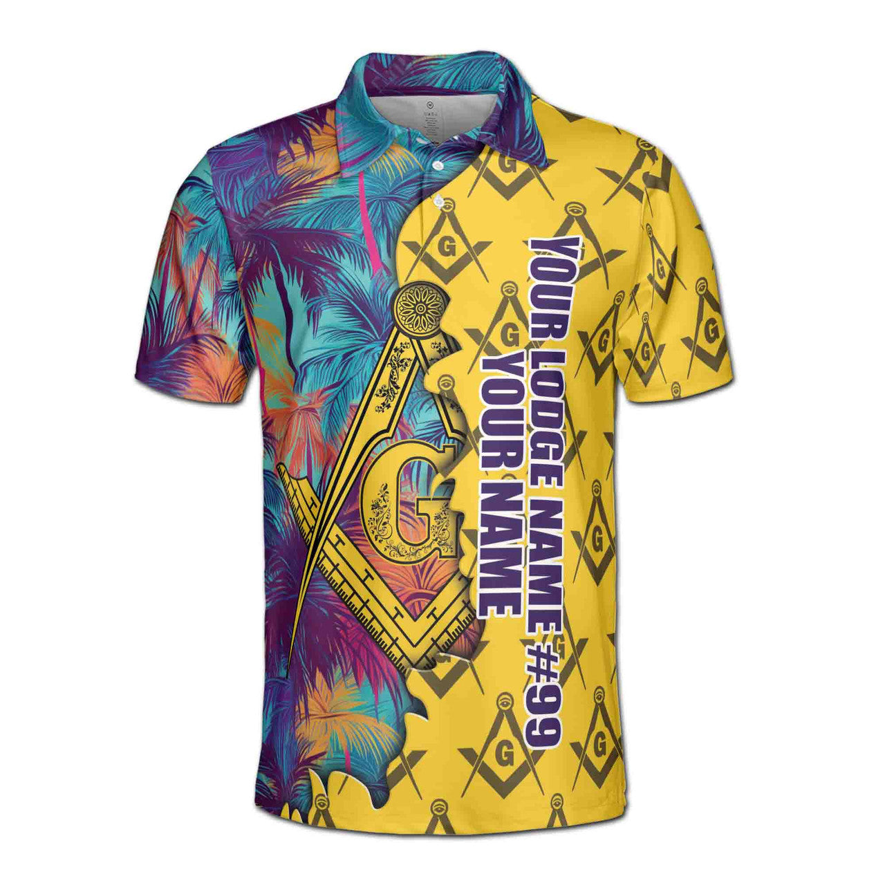 Custom Masonic Freemasonry Hawai Tropical Pattern Men's Polo Shirt S-5XL - FUKAMASONIC