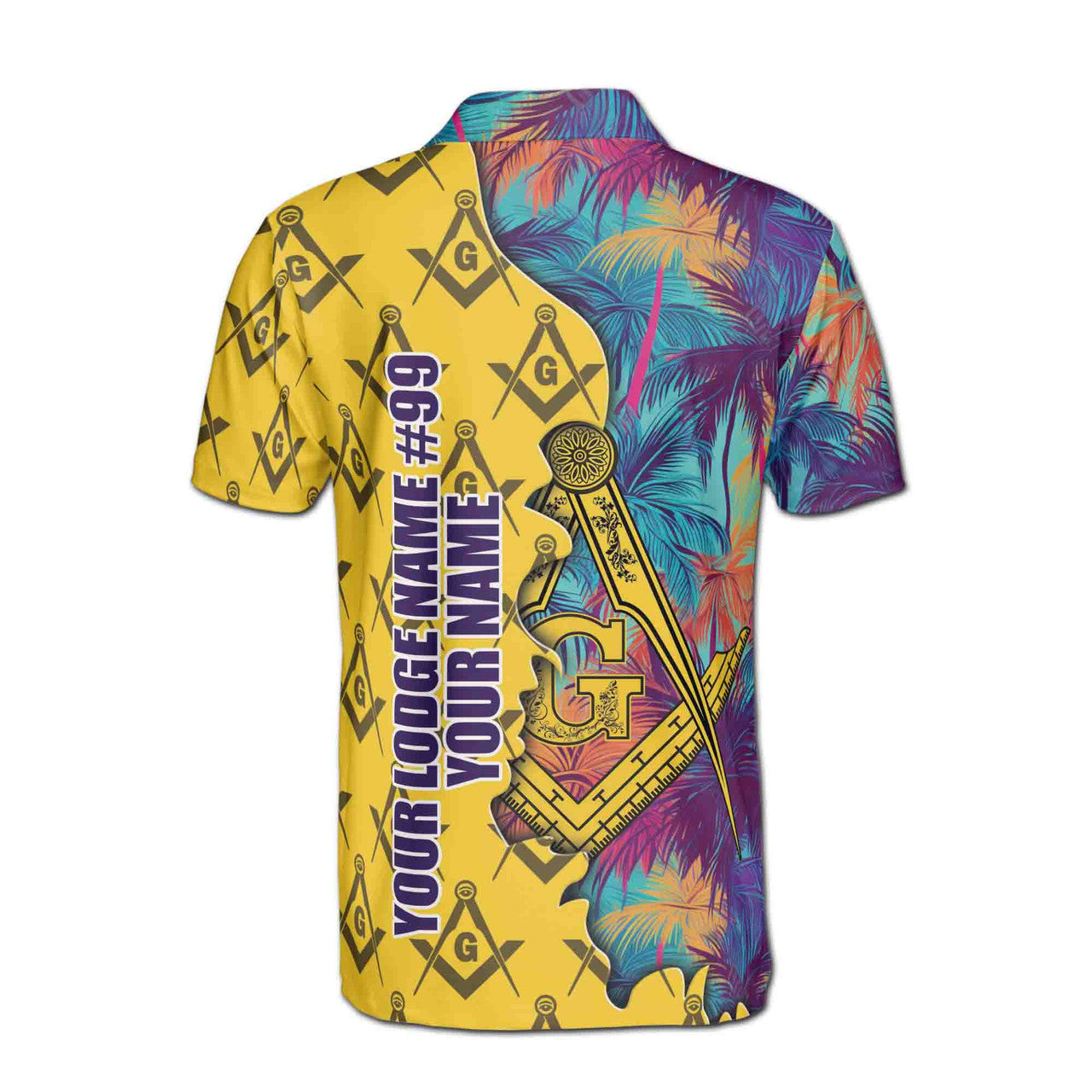 Custom Masonic Freemasonry Hawai Tropical Pattern Men's Polo Shirt S-5XL - FUKAMASONIC