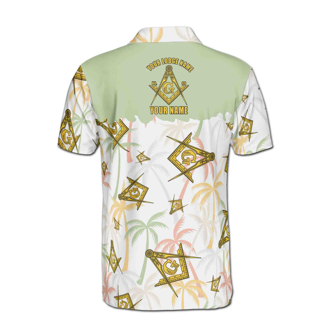 Custom Masonic Master Mason Tropical Summer Pattern Men's Polo Shirt S-5XL - FUKAMASONIC