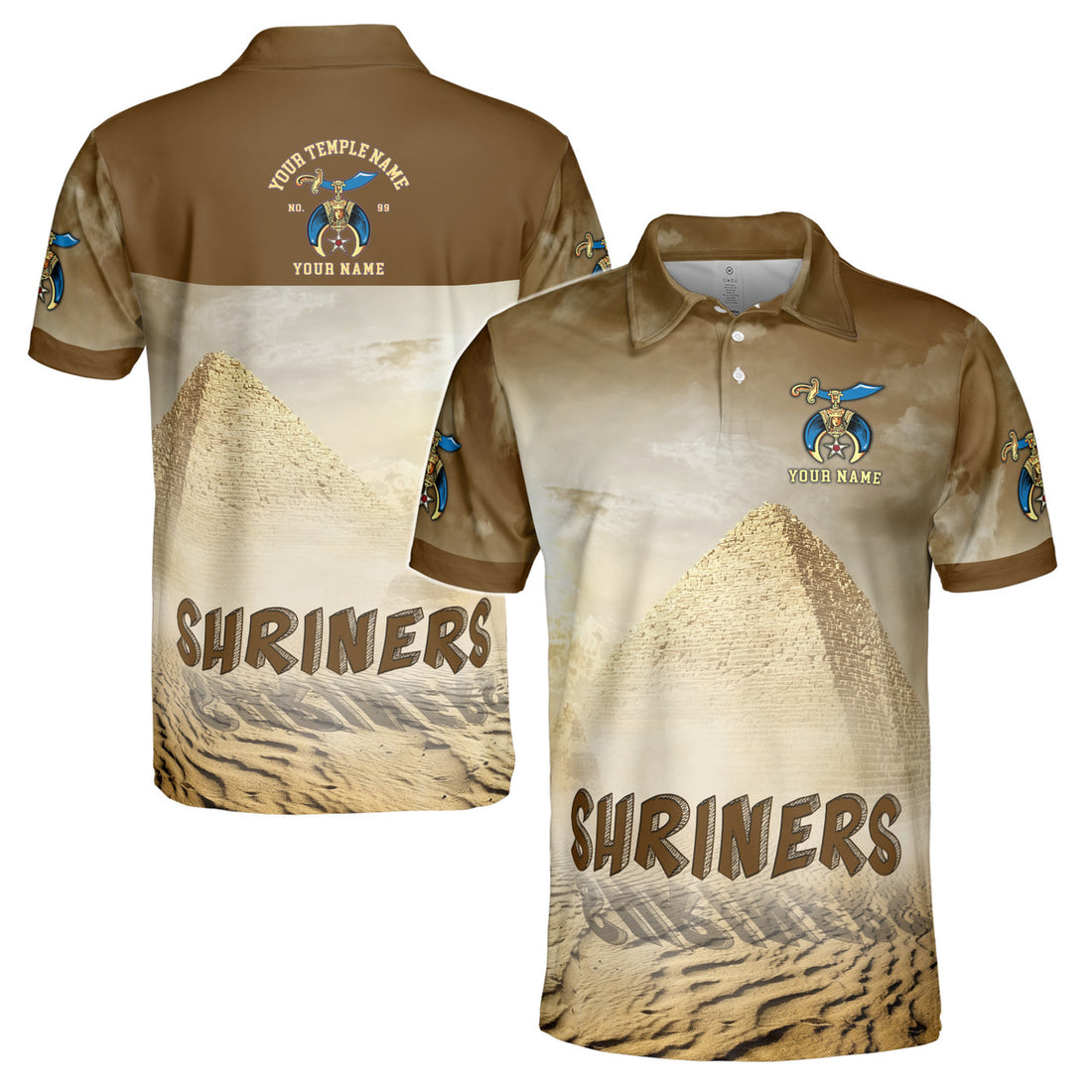 Personalized Egypt Desert Shrines Noble Men's Polo Shirt S-5XL - FUKAMASONIC