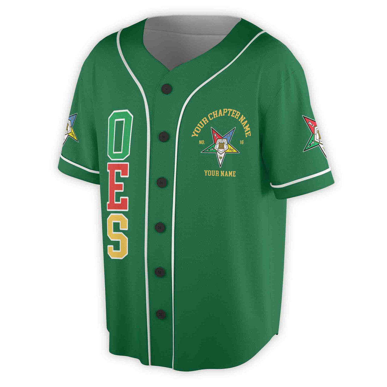 Custom Name Order of the Eastern Star OES Pentagon Down AF&AM Unisex Baseball Jersey S-5XL - FUKAMASONIC