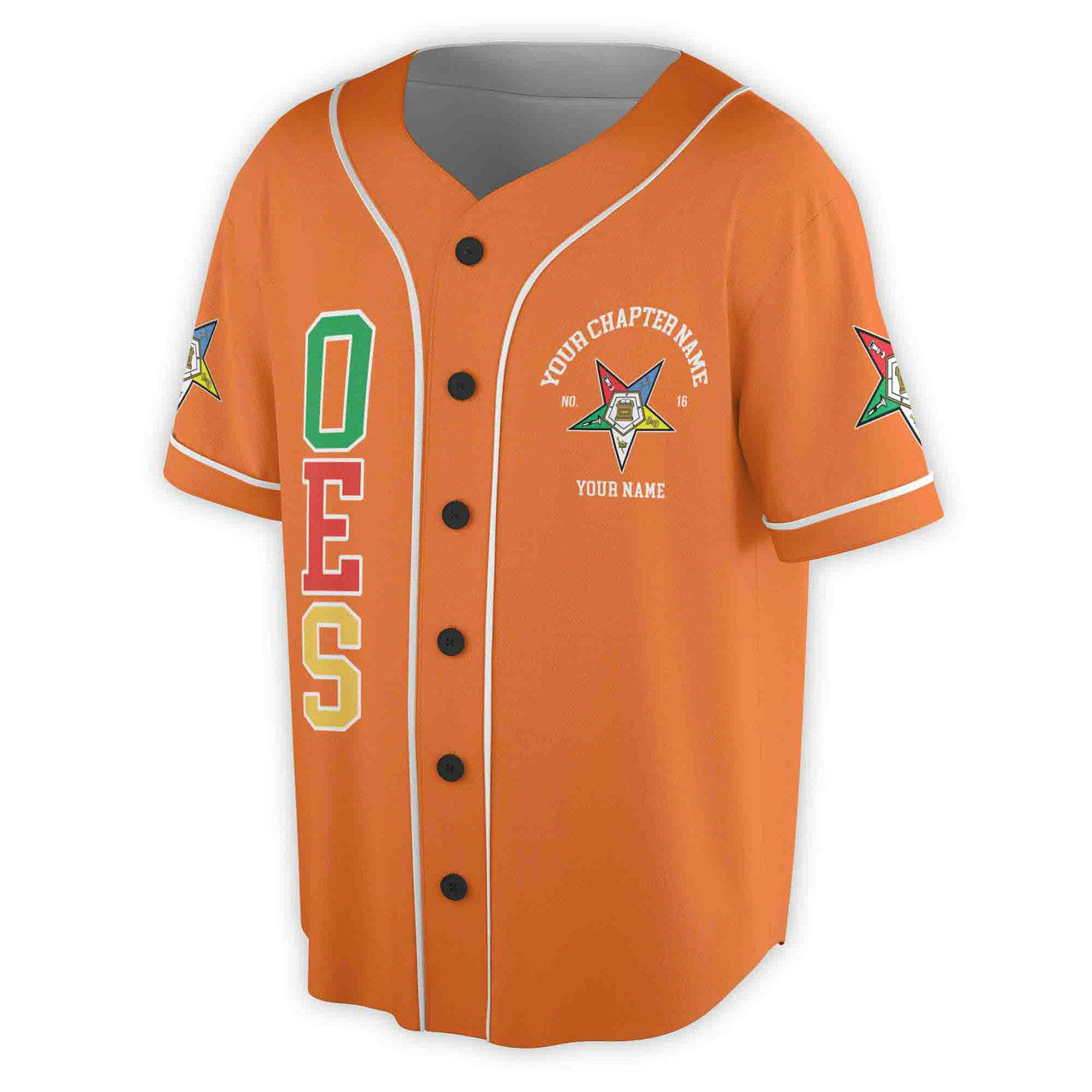 Custom Name Order of the Eastern Star OES Pentagon Down AF&AM Unisex Baseball Jersey S-5XL - FUKAMASONIC