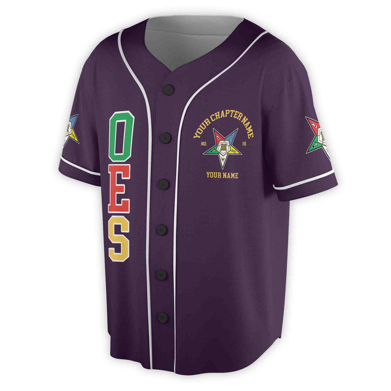 Custom Name Order of the Eastern Star OES Pentagon Down AF&AM Unisex Baseball Jersey S-5XL - FUKAMASONIC