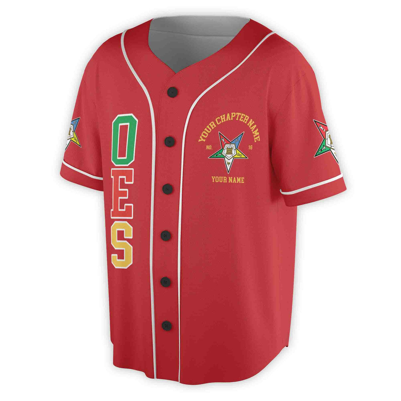 Custom Name Order of the Eastern Star OES Pentagon Down AF&AM Unisex Baseball Jersey S-5XL - FUKAMASONIC