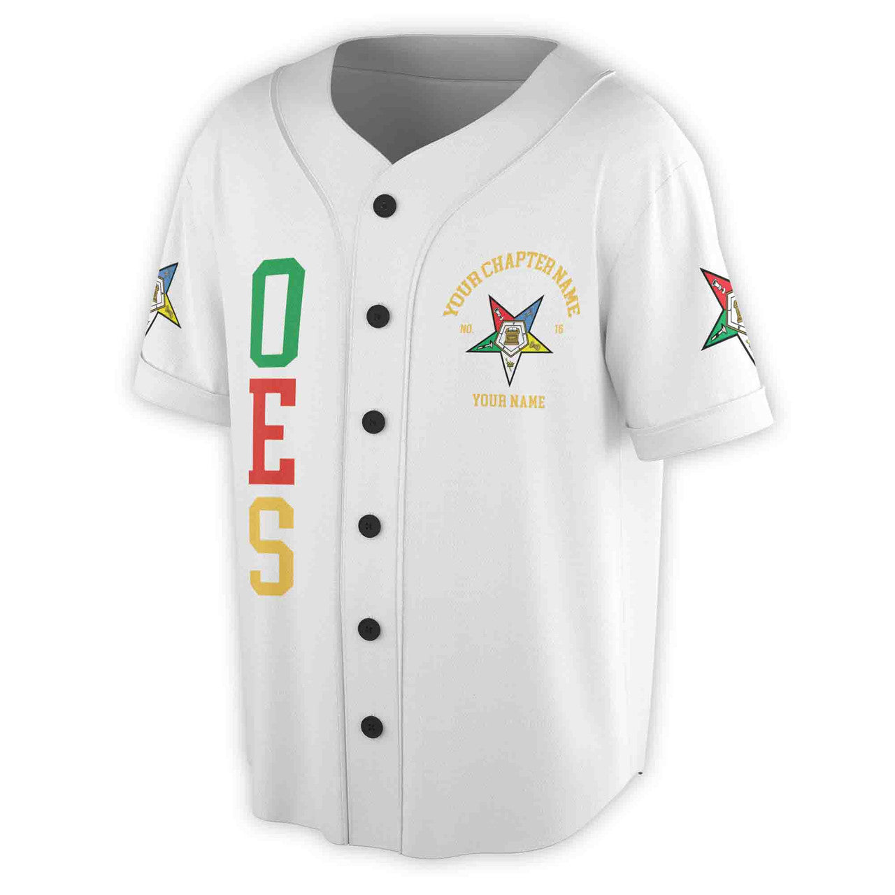 Custom Name Order of the Eastern Star OES Pentagon Down AF&AM Unisex Baseball Jersey S-5XL - FUKAMASONIC