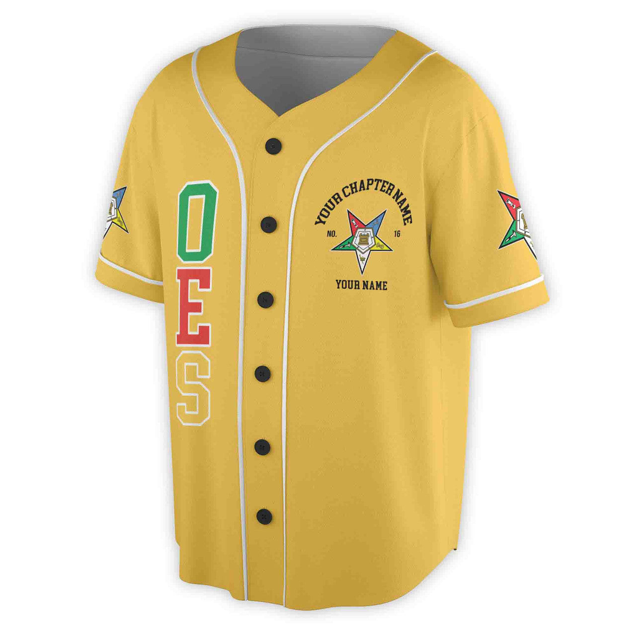 Custom Name Order of the Eastern Star OES Pentagon Down AF&AM Unisex Baseball Jersey S-5XL - FUKAMASONIC